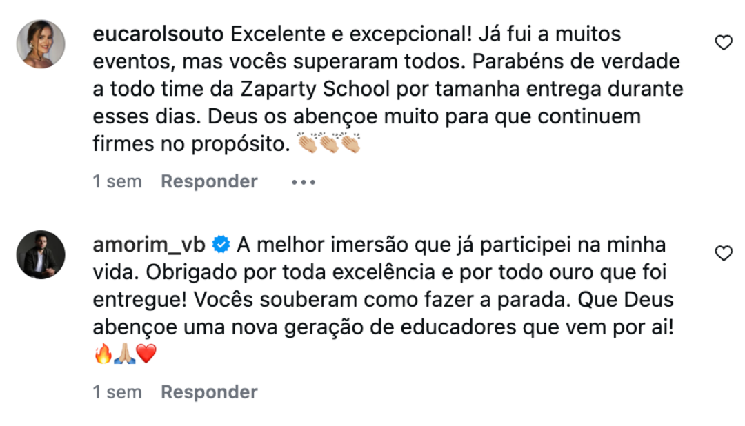 Comentários de alunos — parte 1